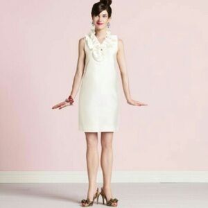 Kate Spade Lucille Dress Wedding Belles Silk Ruffle Collar Ivory Taffeta sz 6